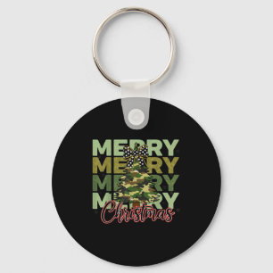 Camo Merry Christmas Camouflage Christmas Tree Coq Keychain