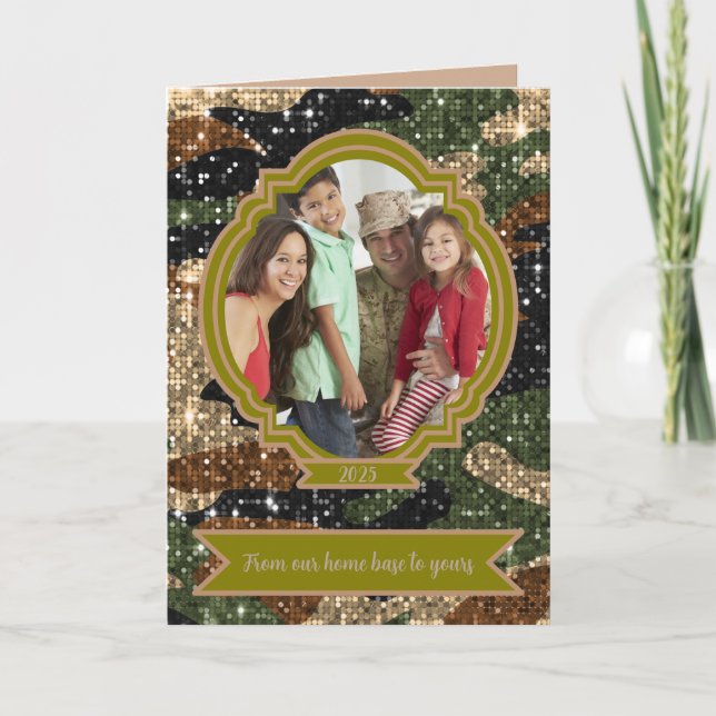 Camo Military Colours Photo Holiday Card (Front)