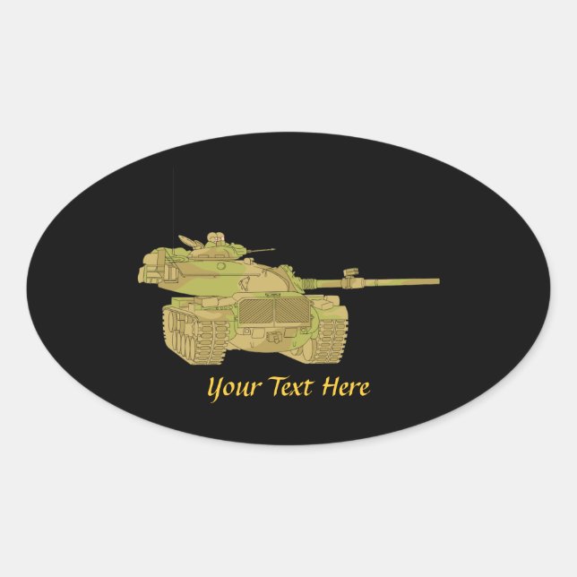 Camo Military Tank Design Oval Sticker (Front)