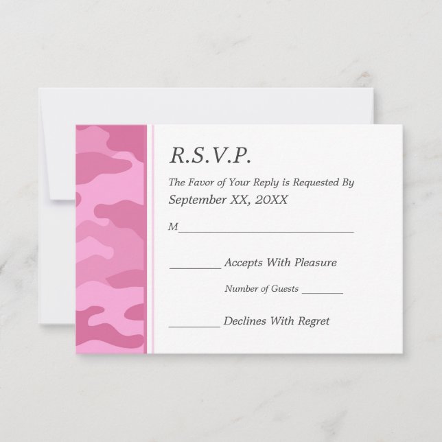 Camo Military Wedding RSVP Card (Front)