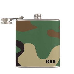 Camo Monogrammed Hip Flask