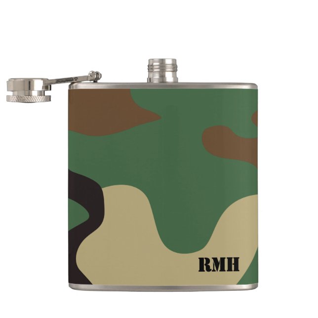 Camo Monogrammed Hip Flask (Opened)