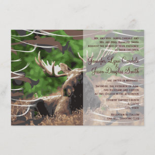 Camo Moose Hunting Thème Mariage Invitations