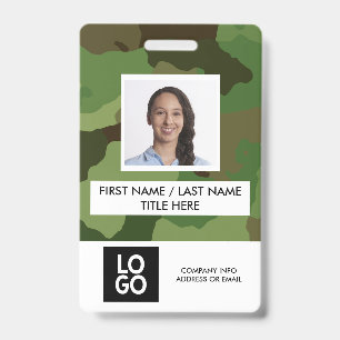 Camo Pattern Custom Employee Photo Name Badge