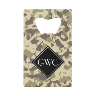Camo Pattern Custom Monogram Credit Card Bottle Opener