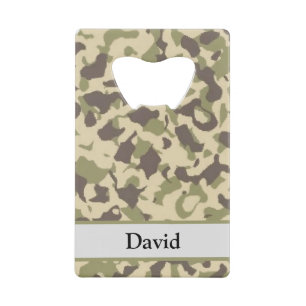 Camo Pattern Custom Name Credit Card Bottle Opener