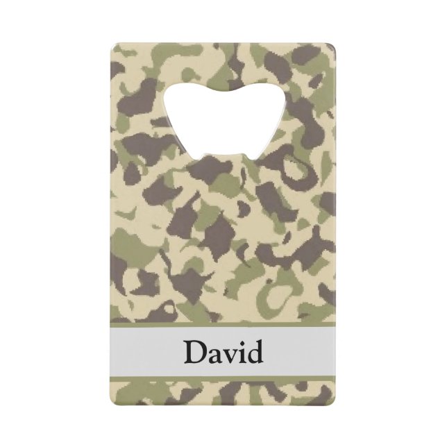 Camo Pattern Custom Name Credit Card Bottle Opener (Front)