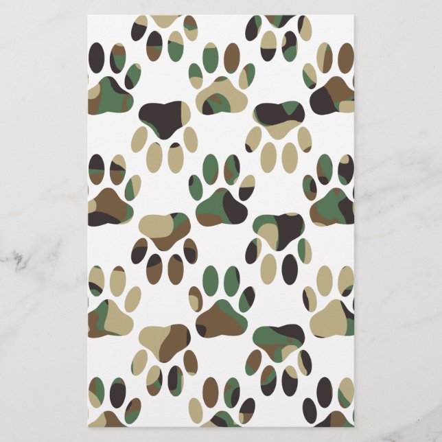 Camo Pattern Dog Paw Print (Front)
