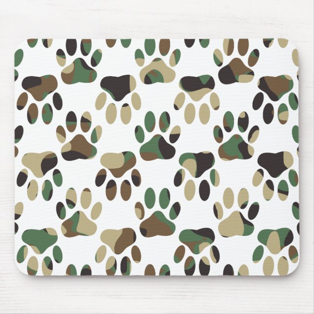 Camo Pattern Dog Paw Print Mouse Pad (Front)