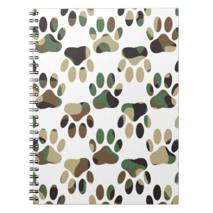 Camo Pattern Dog Paw Print Notebook