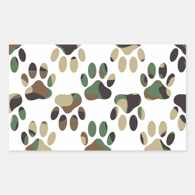 Camo Pattern Dog Paw Print Sticker (Front)