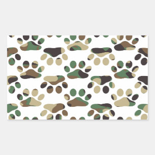 Camo Pattern Dog Paw Print Sticker