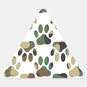 Camo Pattern Dog Paw Print Triangle Sticker