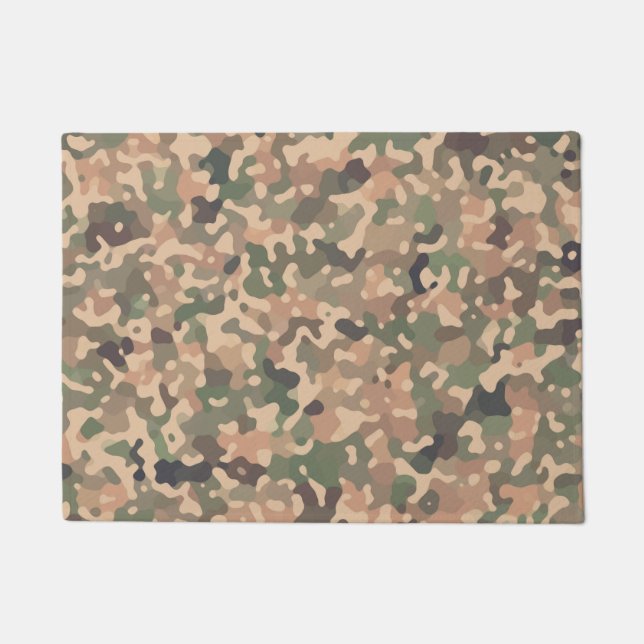 Camo Pattern - Green Orange Brown Black Doormat (Front)