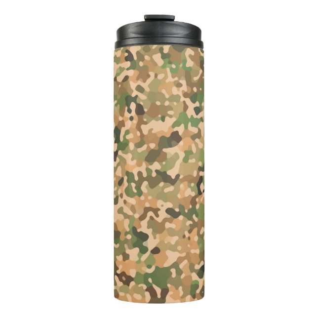 Camo Pattern - Green Orange Brown Black Thermal Tumbler (Front)