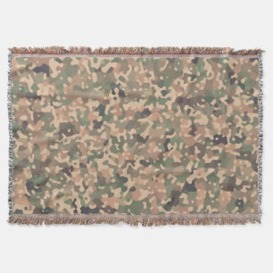 Camo Pattern - Green Orange Brown Black Throw Blanket