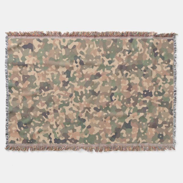 Camo Pattern - Green Orange Brown Black Throw Blanket (Front)