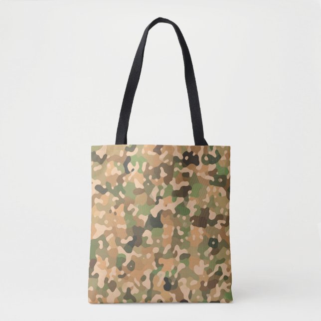 Camo Pattern - Green Orange Brown Black Tote Bag (Front)