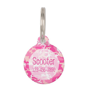 Camo Pattern Monogram Pet Name Tag Dog & Cat