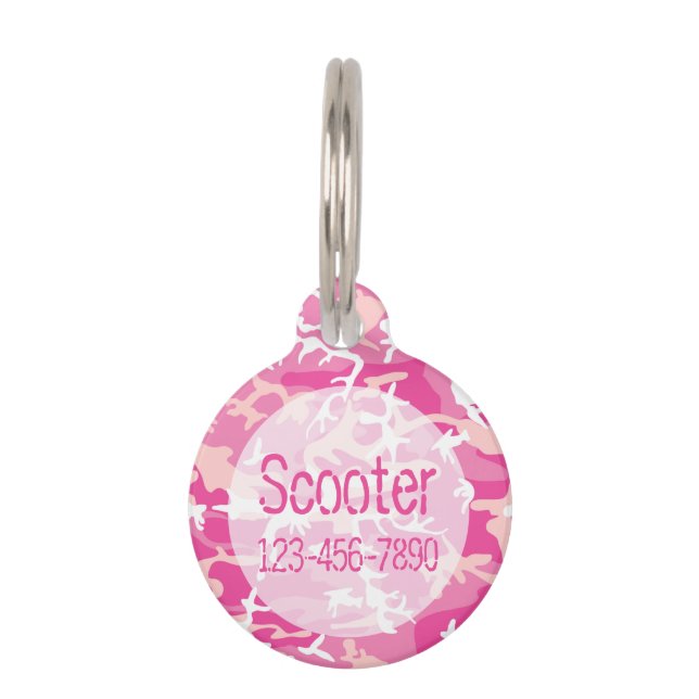 Camo Pattern Monogram Pet Name Tag Dog & Cat (Front)