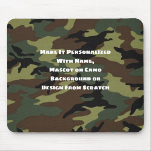 Camo Pattern Mouse Pad, Personalized Name Mascot Pad