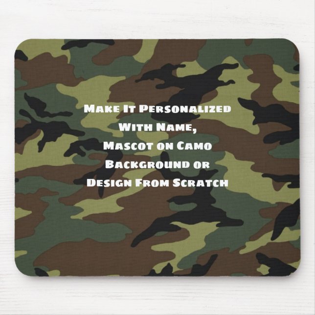 Camo Pattern Mouse Pad, Personalized Name Mascot Pad (Front)