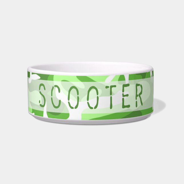 Camo Pattern Personalized Pet Dog & Cat Food Bowl (Front)