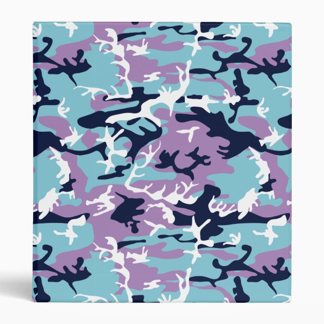 Camo Pattern - Purple Navy Blue White Binder (Front)