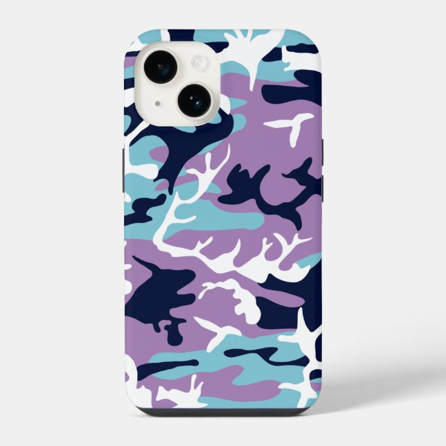 Camo Pattern - Purple Navy Blue White iPhone Case (Back)
