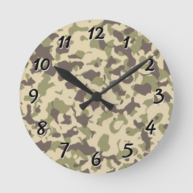 Camo Pattern Round Clock (Front)