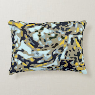 Camo Pattern - Yellow White Beige Blue Black Accent Pillow