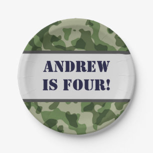 Camo Personalized Army Military Birthday Paper Plate