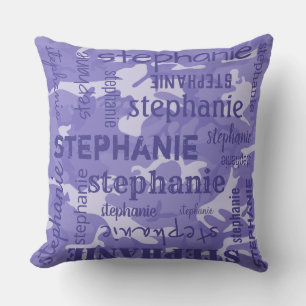 Camo Personalized Longer Name Purple Throw Pillow