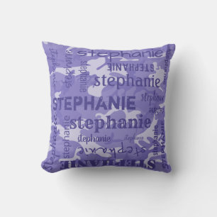 Camo Personalized Longer Name Purple Throw Pillow