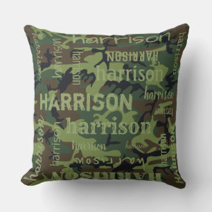 Camo Personalized Longer Name Throw Pillow
