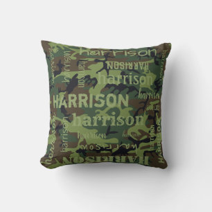 Camo Personalized Longer Name Throw Pillow