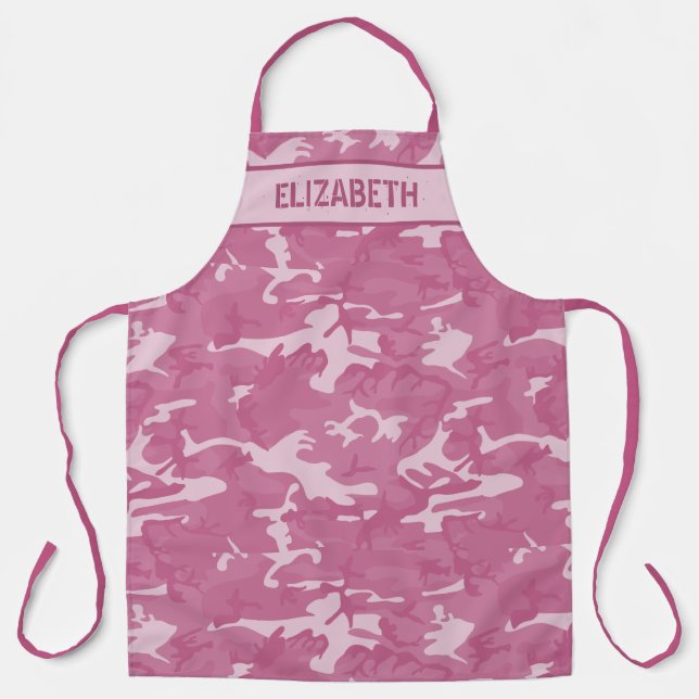 Camo Personalized Pink Apron (Front)