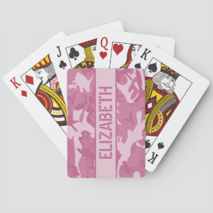 Camo Personalized Pink Playing Cards
