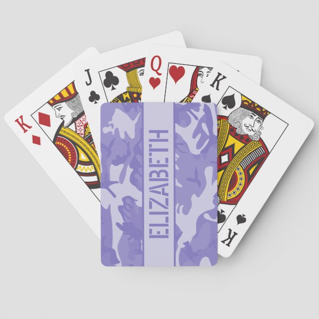Camo Personalized Purple Playing Cards (Back)
