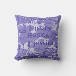 Camo Personalized Shorter Name Purple Throw Pillow