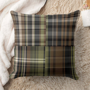 Camo Plaid Abstract Throw Pillow