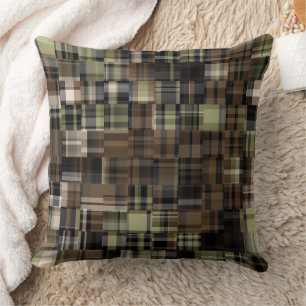 Camo Plaid Weave Throw Pillow