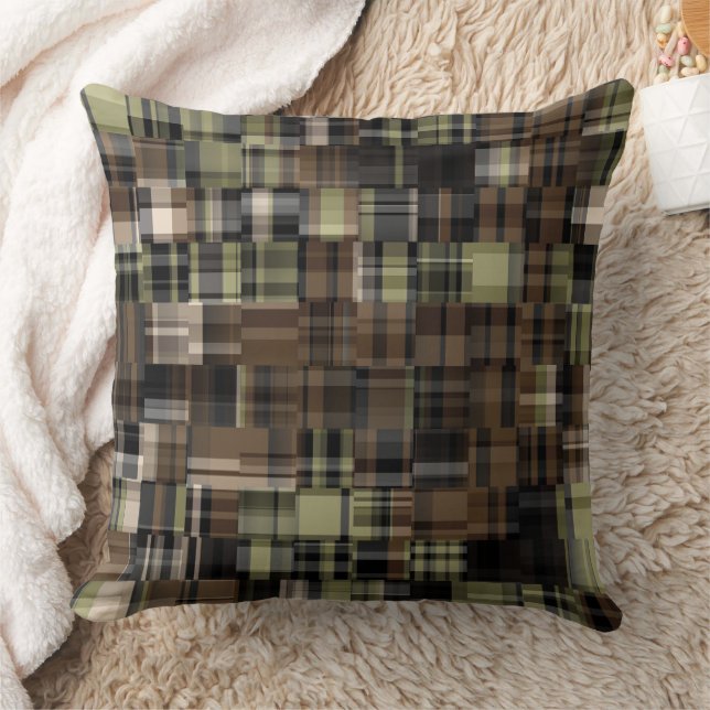 Camo Plaid Weave Throw Pillow (Blanket)