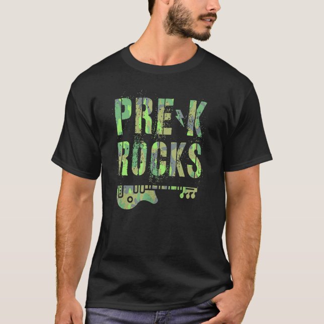 Camo Pre K Rocks Camp Teacher Squad Pre School Kid T-Shirt (Front)