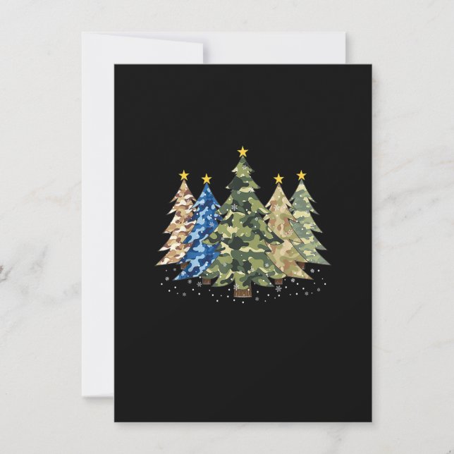 Camo Print Christmas Trees with Camouflage Print X Invitation (Front)