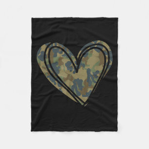 Camo Print Heart Valentines Day  Fleece Blanket