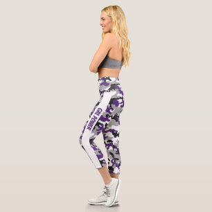 Camo Purple GRL Power  Capri Leggings