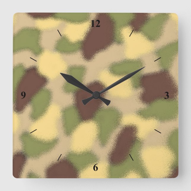 Camo Ripple Square Wall Clock (Front)