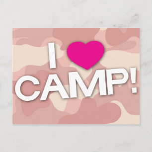 Camo rose J'AIME LE CAMP ! Carte postale