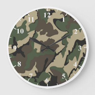 Camo Round Large Wall Clock